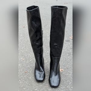 DKNY Cana Textured Block Heel Knee High Dress Boots (New)